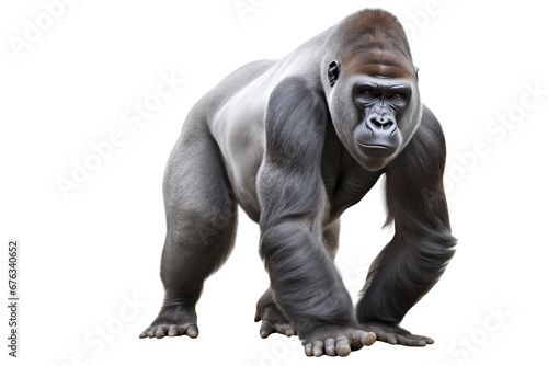 Western Gorilla Troglodytes gorilla cut out and isolated on a white background