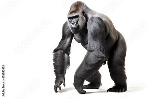 Western Gorilla Troglodytes gorilla cut out and isolated on a white background