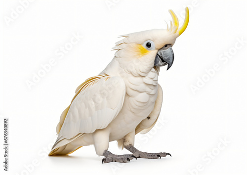 White cockatoo parrot isolated on white background
