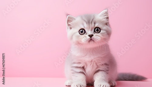 Charming studio portrait of a cute and playful cat against an isolated solid color background