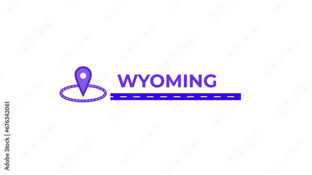 Wyoming location name maps icon animation. Alpha matte with transparent background 4K resolution. Wyoming location name maps icon animation. Alpha matte with transparent background 4K resolution.