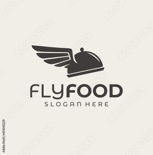 flying food logo icon illustration cooking time concept restaurant canteen chef cooking branding fast food