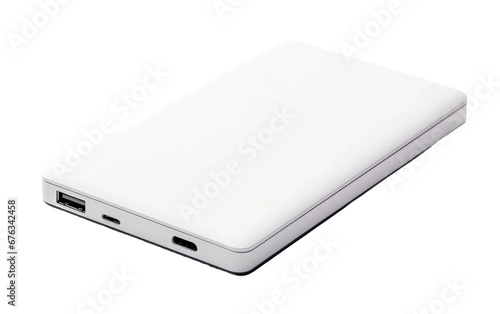 Amazing White Power bank Isolated on Transparent Background PNG.