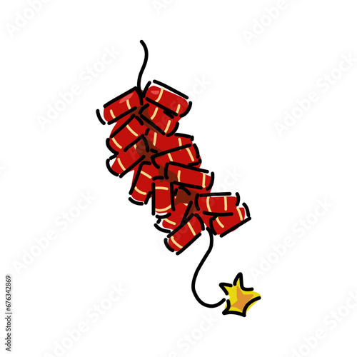 Festive Chinese Firecrackers icon , vector drawing 
