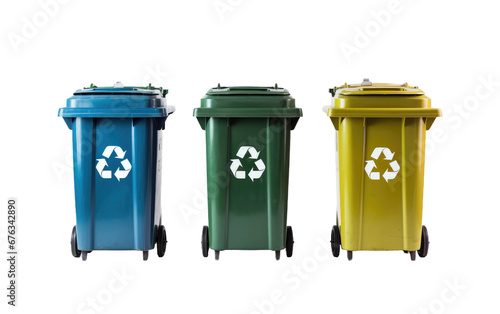Collection of Cute Colorful Recycling Bins Isolated on Transparent Background PNG. © Haider