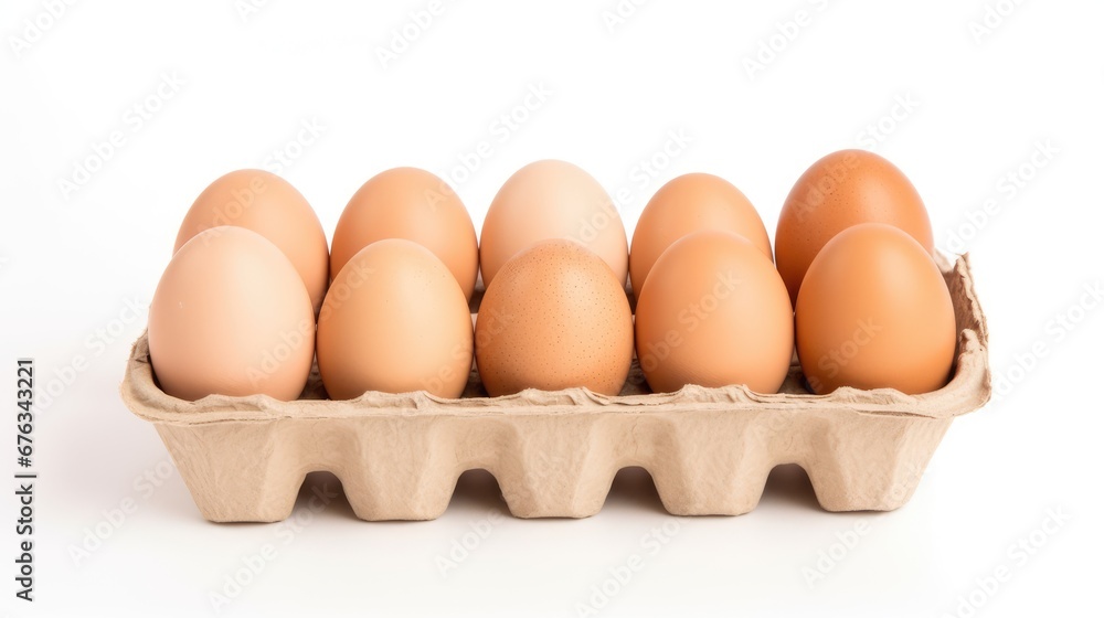 Carton of eggs in white background, AI generated Image Carton of eggs in white background, AI generated Image