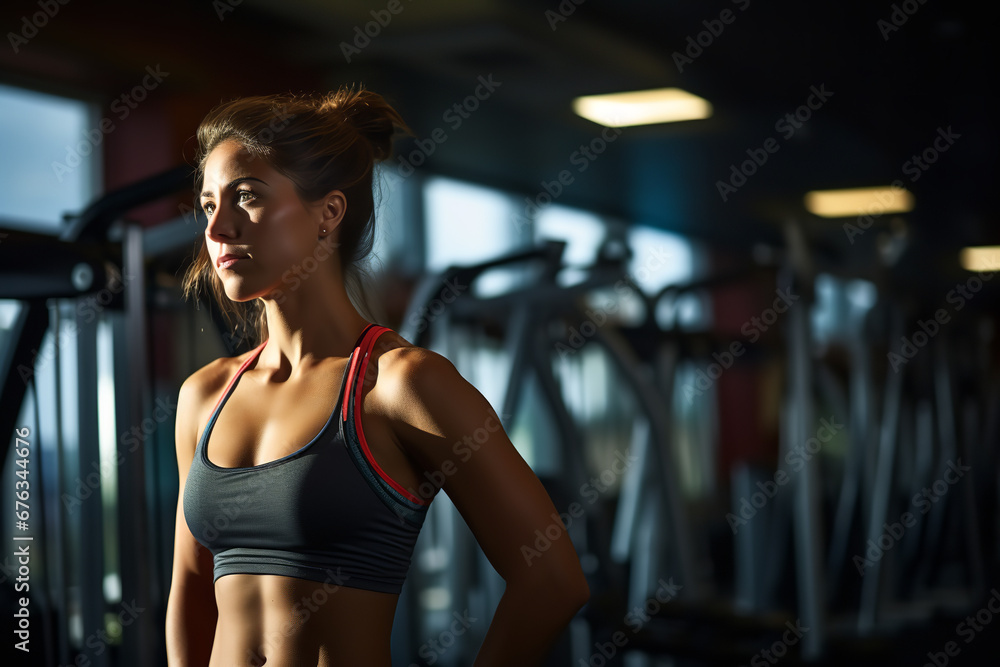dynamic shot, low point of view, gym environment, backlit