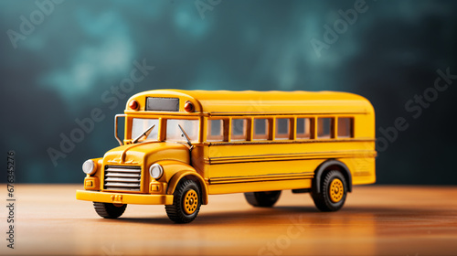 Yellow school bus model on the student table