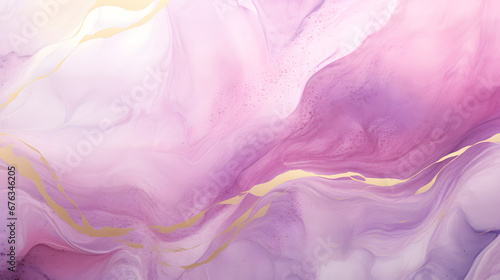 Abstract watercolor paint background illustration - Pink purple color and golden lines texture marble.. generative AI.