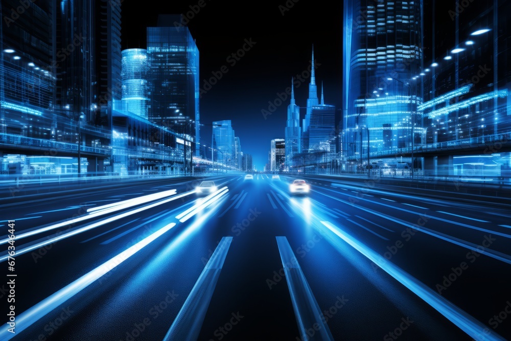Naklejka premium Vibrant and captivating blurred night cityscape as a stunning background for your creative design
