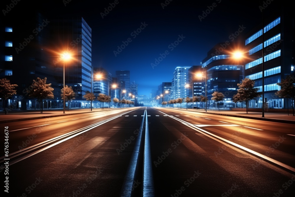 Obraz premium Captivating abstract blurred night cityscape background for versatile design projects