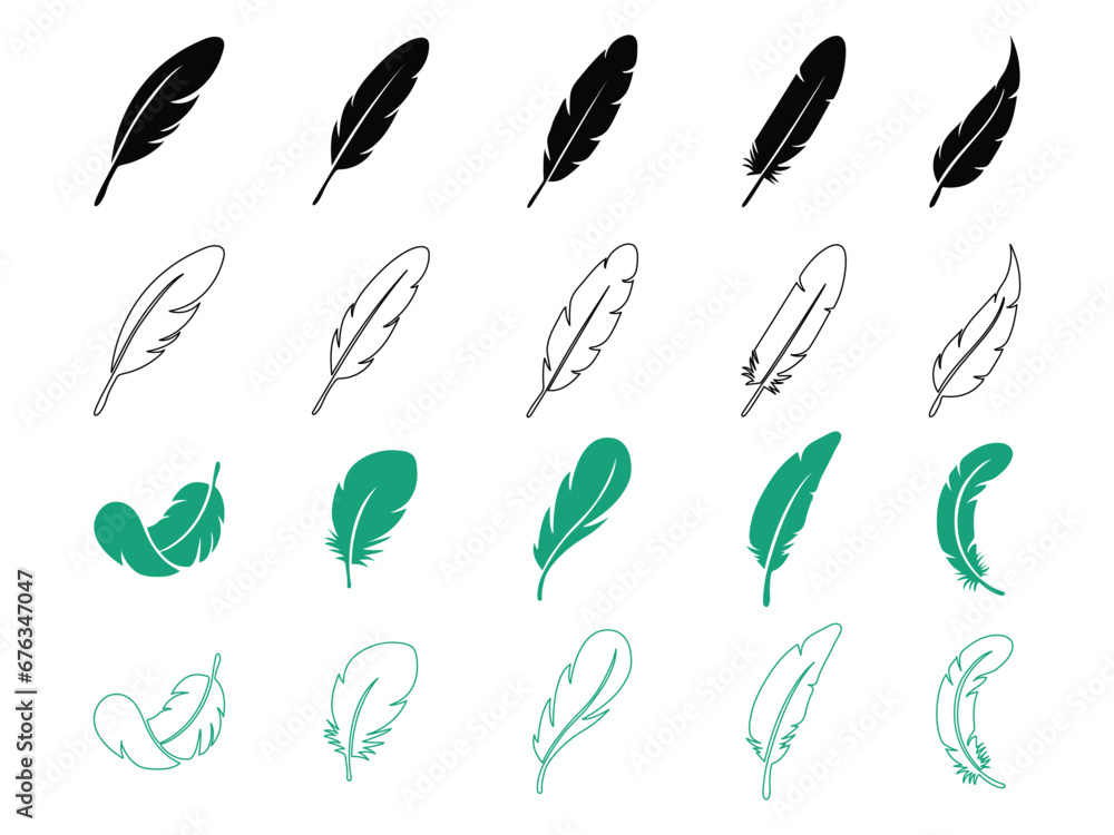 Feather Set icon logo isolated on white background detailed majestic feather collection Feathers of birds Pen feather icon simple style vector image Feathers vector set in a flat style Feather Set icon logo isolated on white background detailed majestic feather collection Feathers of birds Pen feather icon simple style vector image Feathers vector set in a flat style
