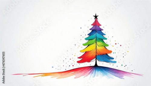Beautiful colorful  abstract christmas tree with copy space photo