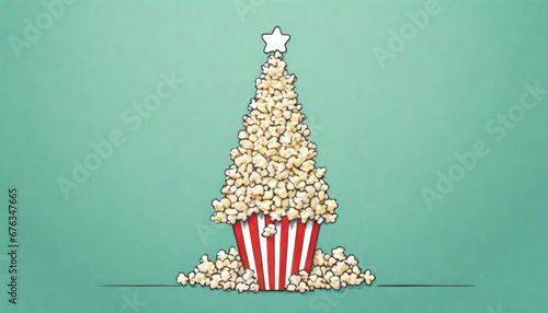 Cute popcorn christmas tree with copy space