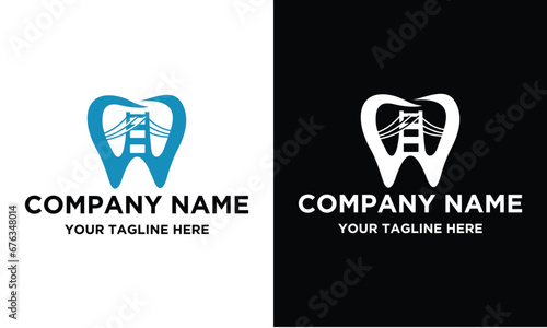 Teeth, care, bridge emblem symbol icon vector logo