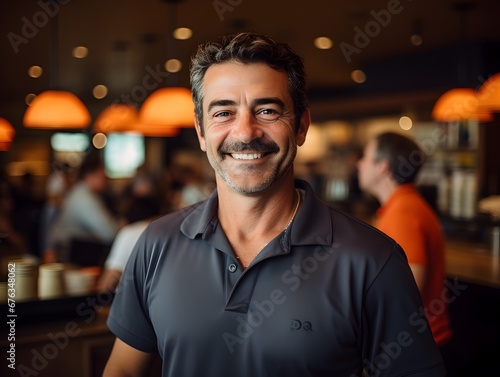 Warmth and Skill: Genuine Smile from a Middle-aged Barista