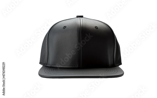 Full Black Snapback Isolated On Transparent Background PNG.