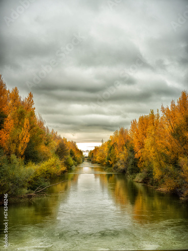 Río Bernesga a su paso por León en otoño photo
