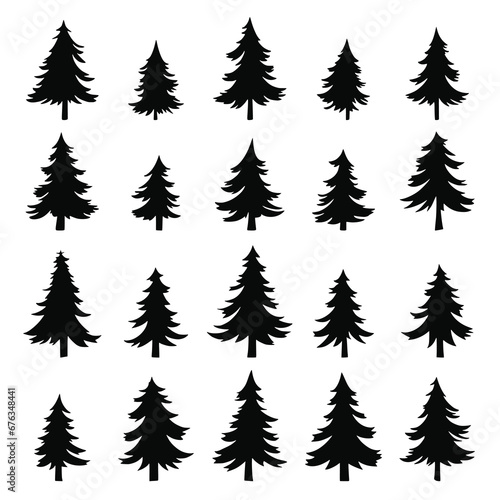 Stylized trees  Christmas tree  isolated on white background  vector design