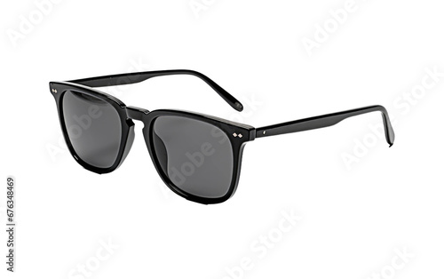 Full Black Square Sunglasses Isolated On Transparent Background PNG.