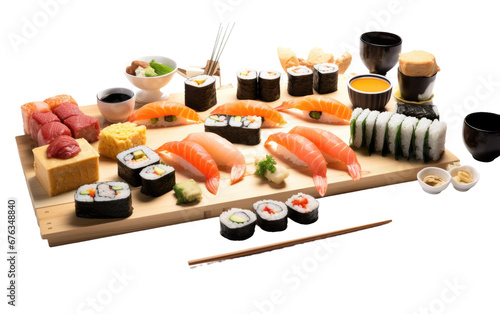 Amazing Sushi Making Set Isolated On Transparent Background PNG.