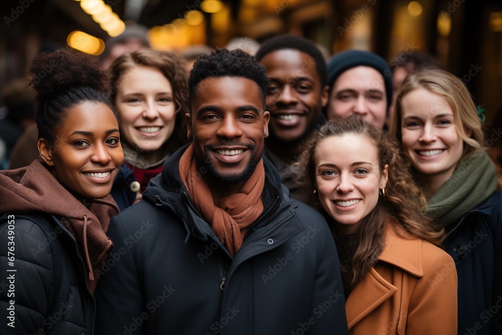 Group of people posing in front of a camera. Group of people posing in front of a camera.