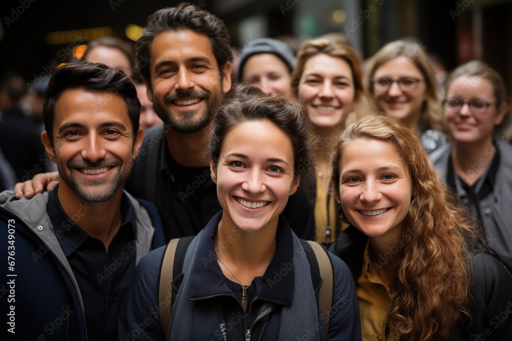 Group of people posing in front of a camera. Group of people posing in front of a camera.