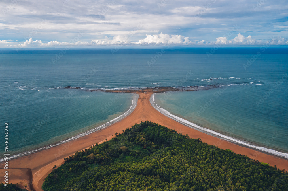 Ocean meets forest peninsula lush greenery Uvita Costa Rica