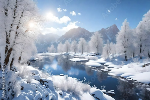 winter landscape with snow generated 