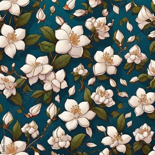 Jasmine flowers pattern  Generative AI