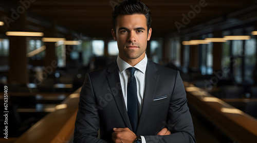 A male financial analyst in a corporate boardroom, professional lighting, wearing a suit and tie © CanvasPixelDreams