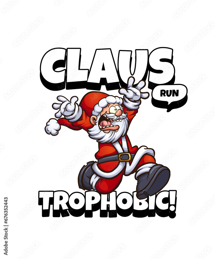 Santa Claus running very scared