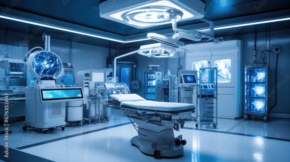 Advanced operating room with lots of equipment for surgical specialists. Advanced operating room with lots of equipment for surgical specialists.