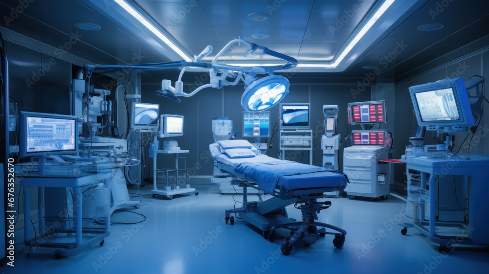 Advanced operating room with lots of equipment for surgical specialists. Advanced operating room with lots of equipment for surgical specialists.