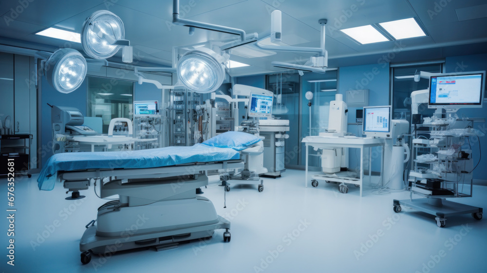 Advanced operating room with lots of equipment for surgical specialists. Advanced operating room with lots of equipment for surgical specialists.