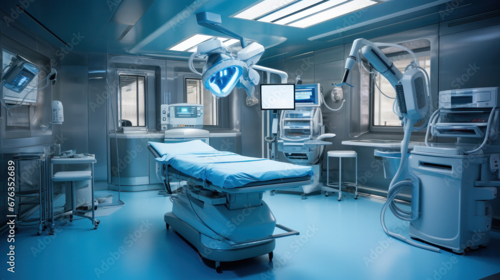 Advanced operating room with lots of equipment for surgical specialists. Advanced operating room with lots of equipment for surgical specialists.