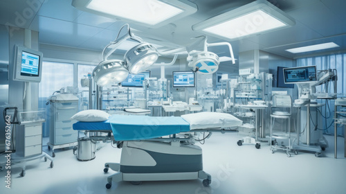 Advanced operating room with lots of equipment for surgical specialists. © tong2530