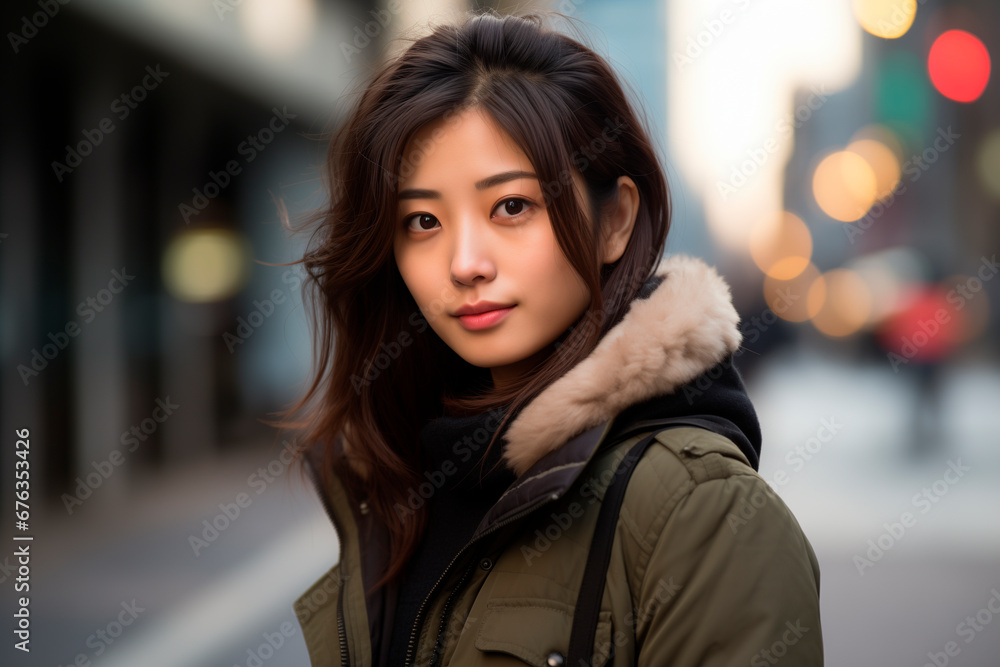 portrait photography of a young woman outside taking a walk through the streets of China portrait photography of a young woman outside taking a walk through the streets of China