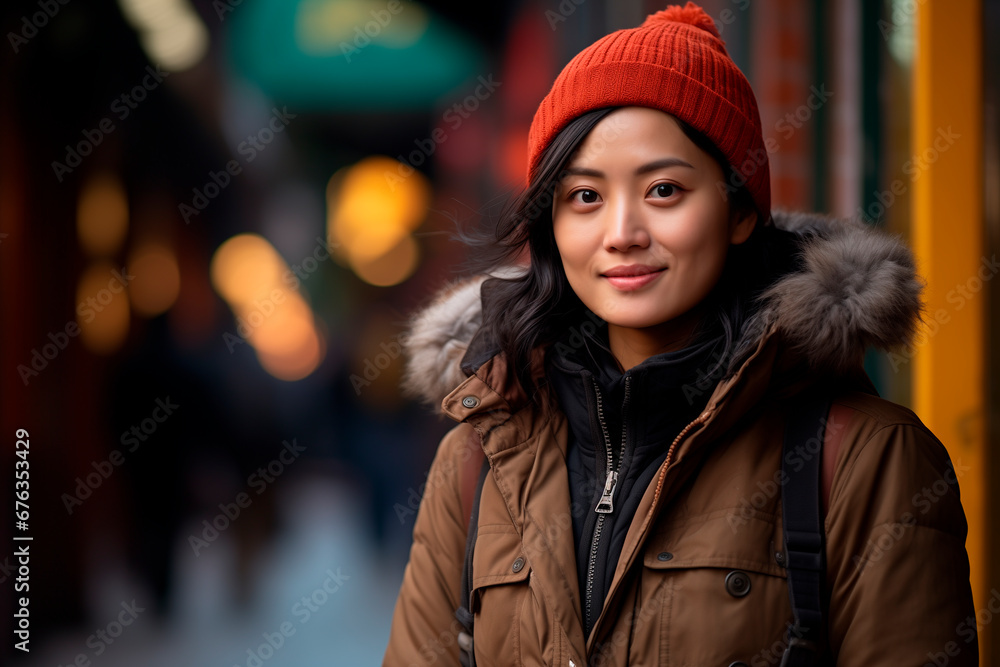 portrait photography of a young woman outside taking a walk through the streets of China portrait photography of a young woman outside taking a walk through the streets of China