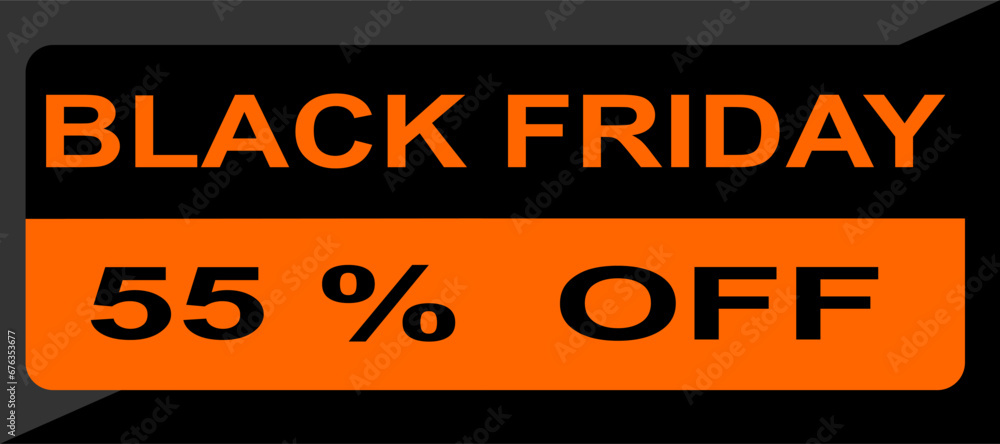Fototapeta premium black friday tag 55% percent off, vector illustration.