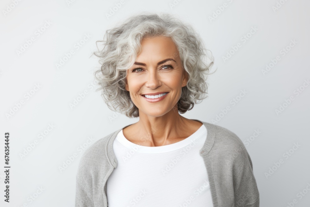 Mature woman with a beautiful smile and happy face. Adult aged woman with healthy and smooth skin. Cosmetics and beauty skincare. Generative AI Mature woman with a beautiful smile and happy face. Adult aged woman with healthy and smooth skin. Cosmetics and beauty skincare. Generative AI