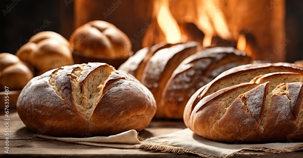 Close-up of fresh bread slices