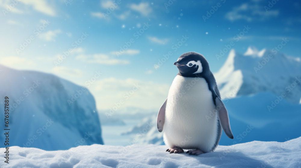 A beautiful photo of a cute penguin against a background