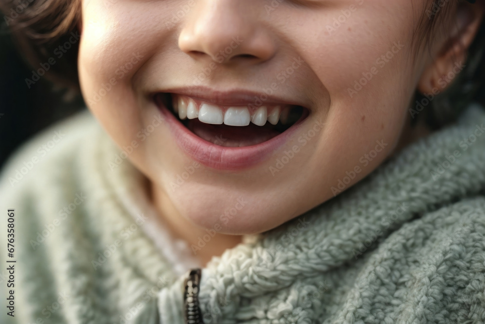 Closeup of baby's open mouth with white teeth. Kid's smile Closeup of baby's open mouth with white teeth. Kid's smile