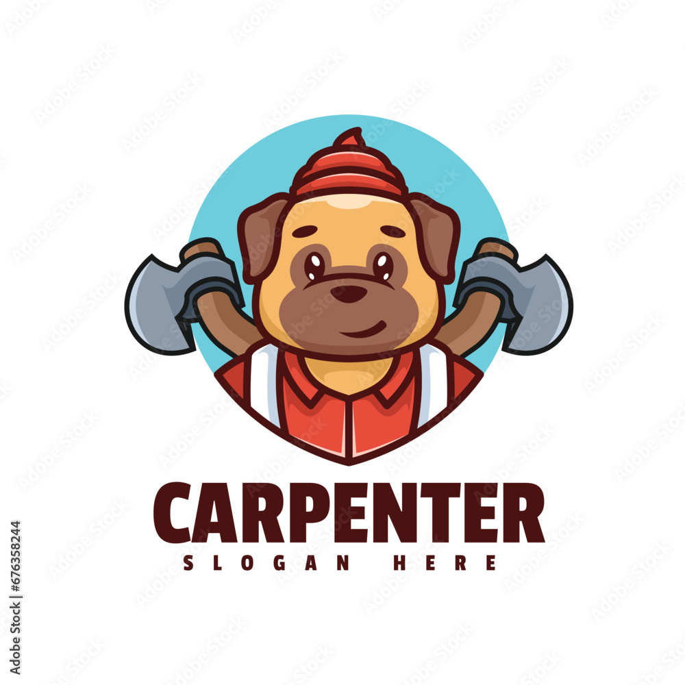 Dog carpenter - mascot, illustration & character logo 