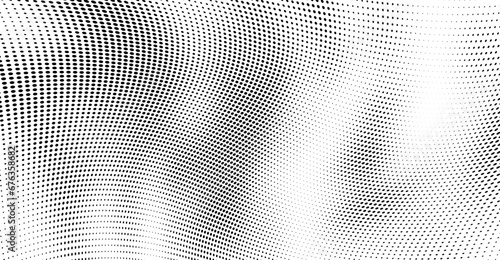 Abstract halftone wave dotted background. Futuristic twisted grunge pattern  dot  circles. Vector modern optical pop art texture for posters  business cards  cover  labels mock-up  stickers layout