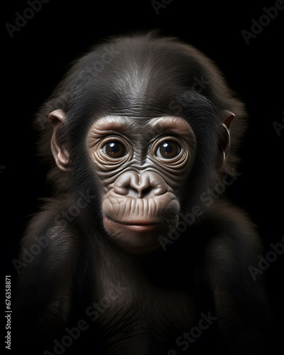 portrait of a cute baby gorilla  infant  with piercing eyes © Sagar