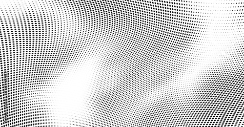 Abstract halftone wave dotted background. Futuristic twisted grunge pattern, dot, circles. Vector modern optical pop art texture for posters, business cards, cover, labels mock-up, stickers layout