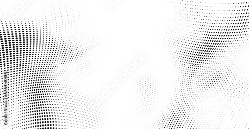 Abstract halftone wave dotted background. Futuristic twisted grunge pattern  dot  circles. Vector modern optical pop art texture for posters  business cards  cover  labels mock-up  stickers layout