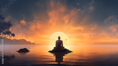 Mindful Moments of Meditation-Themed PowerPoint Background Image.